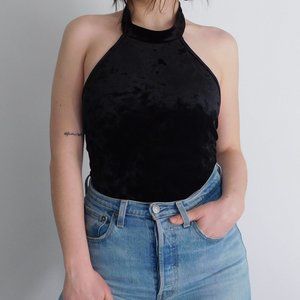 velvet backless bodysuit